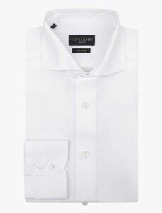 Cavallaro Napoli Firento Uni Color Linnen Overhemd Wit