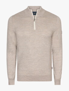 Cavallaro Napoli Fontanio Half Zip Mélange Wool Blend Trui Light Taupe Melange