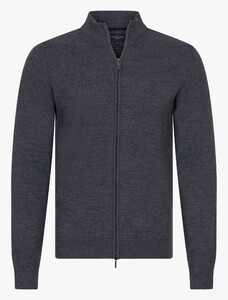 Cavallaro Napoli Full Zip Uni Color Luxury Merino Vest Antraciet