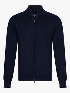 Cavallaro Napoli Full Zip Uni Color Luxury Merino Vest Donker Blauw