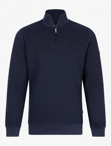 Cavallaro Napoli Jakko Half Zip Sweater Cotton Stretch Trui Donker Blauw