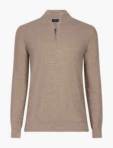 Cavallaro Napoli Levanzio Half Zip Fine Texture Cotton Cashmere Trui Taupe