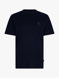 Cavallaro Napoli Luca Tee Tone-on-Tone Brand Logo Supima Cotton T-Shirt Donker Blauw