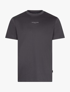 Cavallaro Napoli Luciano Tee Uni Color Subtle Brand Logo Mercerized Cotton T-Shirt Antraciet