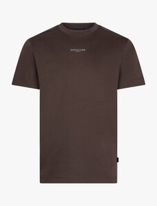 Cavallaro Napoli Luciano Tee Uni Color Subtle Brand Logo Mercerized Cotton T-Shirt Bruin