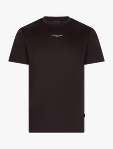 Cavallaro Napoli Luciano Tee Uni Color Subtle Brand Logo Mercerized Cotton T-Shirt Donker Bruin