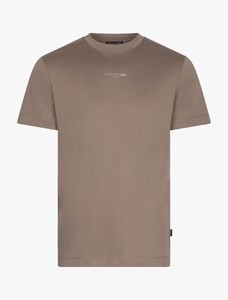 Cavallaro Napoli Luciano Tee Uni Color Subtle Brand Logo Mercerized Cotton T-Shirt Taupe