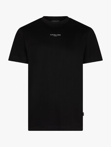 Cavallaro Napoli Luciano Tee Uni Color Subtle Brand Logo Mercerized Cotton T-Shirt Zwart