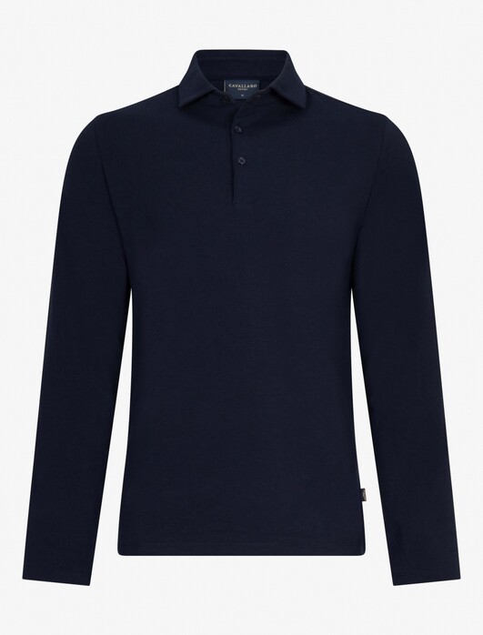 Cavallaro Napoli Marciano Uni Long Sleeve Poloshirt Dark Evening Blue