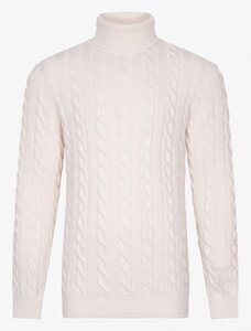 Cavallaro Napoli Marzano Roll Neck Cable Pattern Knit Pullover Off White