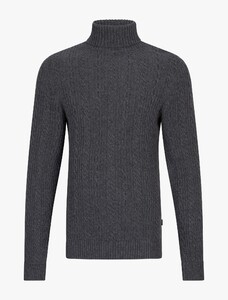 Cavallaro Napoli Mergio Roll Neck Multi Type Cable Pattern Trui Midden Grijs