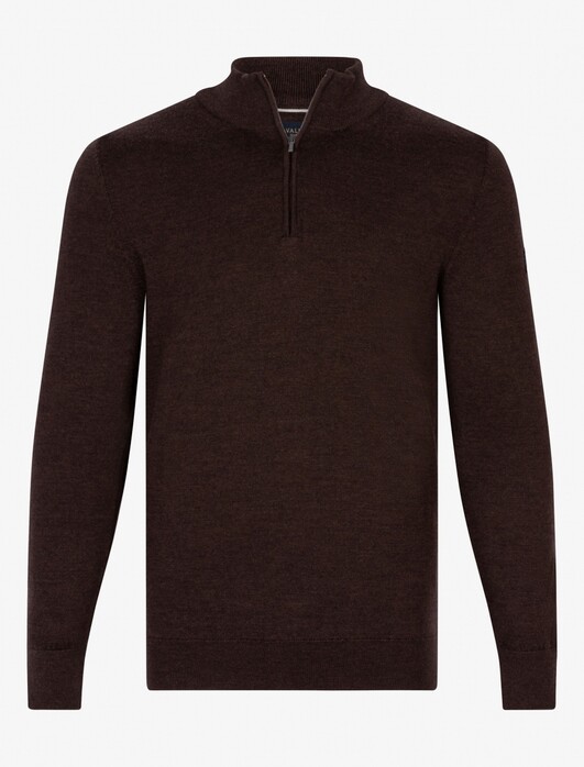 Cavallaro Napoli Merino Half Zip Pullover Brown