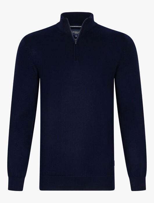 Cavallaro Napoli Merino Half Zip Pullover Dark Evening Blue