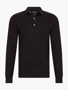 Cavallaro Napoli Merino Long Sleeve Polo Pullover Trui Donker Bruin