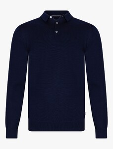 Cavallaro Napoli Merino Polo Long Sleeve Trui Donker Blauw