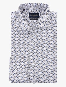Cavallaro Napoli Midoti Graphic Fantasy Pattern Overhemd Midden Groen-Donker Blauw