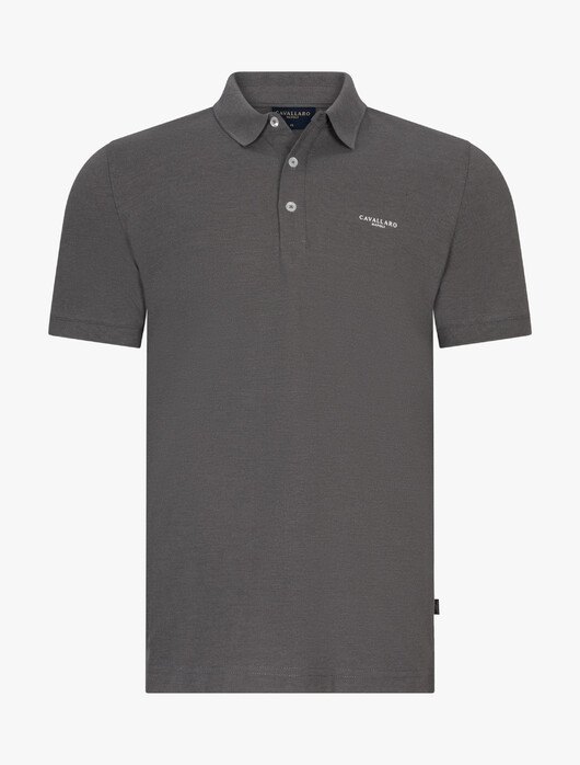 Cavallaro Napoli Mielos Cotton Stretch Subtle Melange Effect Polo Midden Grijs