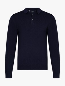 Cavallaro Napoli Milacio Uni Color Long Sleeve Polo Donker Blauw