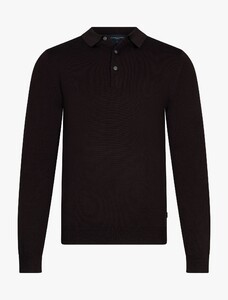 Cavallaro Napoli Milacio Uni Color Long Sleeve Polo Donker Bruin