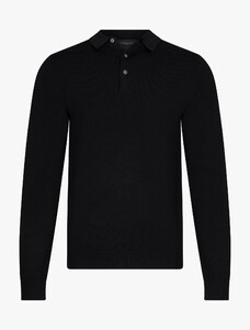 Cavallaro Napoli Milacio Uni Color Long Sleeve Polo Zwart