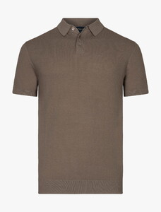 Cavallaro Napoli Milanio Allover Texture Poloshirt Dark Taupe