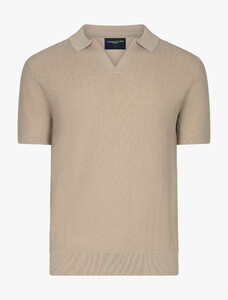 Cavallaro Napoli Mironi Herringbone Texture Poloshirt Light Taupe