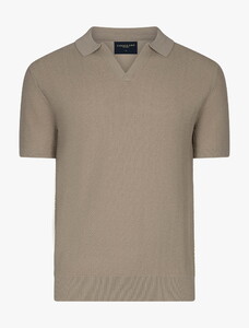 Cavallaro Napoli Mironi Herringbone Texture Poloshirt Taupe