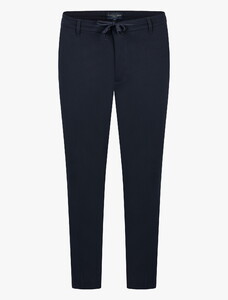 Cavallaro Napoli Modern Zeradino Subtle Stretch Drawstring Broek Donker Blauw