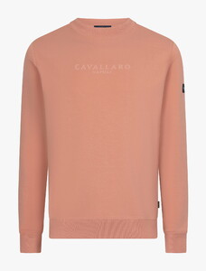 Cavallaro Napoli Murano R-Neck Sweat Tone-on-Tone Chest Logo Trui Coral