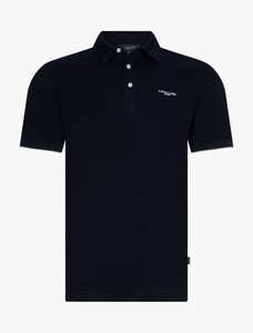 Cavallaro Napoli Nino Uni Color Subtle Detail Polo Donker Blauw