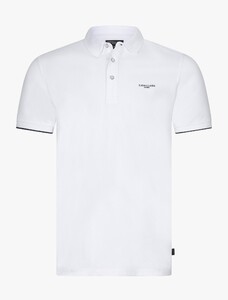 Cavallaro Napoli Nino Uni Color Subtle Detail Polo Wit