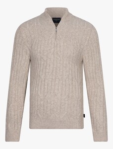 Cavallaro Napoli Organto Half Zip Cable Cotton Wool Pullover Kitt