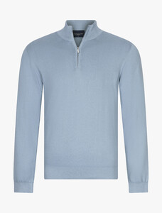 Cavallaro Napoli Orio Half Zip Stone Wash Effect Trui Grijsblauw