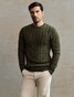 Cavallaro Napoli Orvieto Crew Neck Cable Pattern Knit Pullover Dark Green