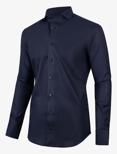 Cavallaro Napoli Oxford Widespread Mouwlengte 7 Overhemd Donker Blauw