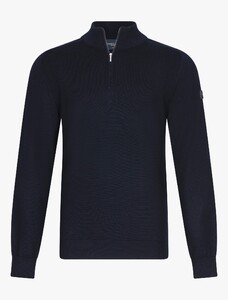 Cavallaro Napoli Palio Half Zip Subtle Rib Detail Trui Donker Blauw
