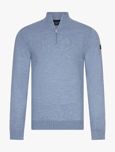 Cavallaro Napoli Palio Half Zip Subtle Rib Detail Trui Licht Blauw
