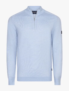 Cavallaro Napoli Palio Half Zip Wool Blend Trui Licht Blauw
