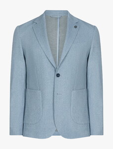 Cavallaro Napoli Perizzo Jacket Fine Texture Pattern Mélange Colbert Licht Blauw