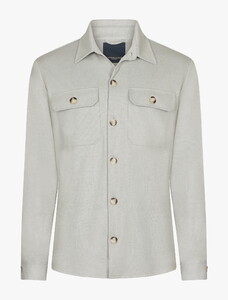 Cavallaro Napoli Perizzo Large Button Mélange Overshirt Kitt