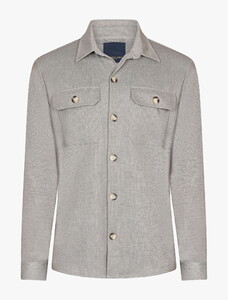 Cavallaro Napoli Perizzo Large Button Mélange Overshirt Taupe