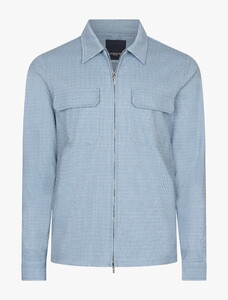 Cavallaro Napoli Ponzo Fine Pied-de-Poule Overshirt Licht Blauw