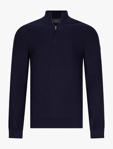 Cavallaro Napoli Pulciano Half Zip Uni Color Cotton Trui Donker Blauw