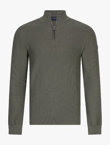 Cavallaro Napoli Pulciano Half Zip Uni Color Cotton Trui Midden Groen