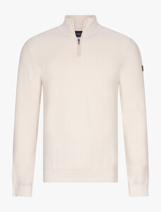 Cavallaro Napoli Pulciano Half Zip Uni Color Cotton Trui Off White