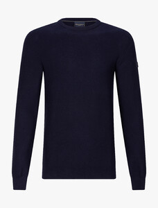 Cavallaro Napoli Pulciano Round Neck Uni Color Cotton Trui Donker Blauw