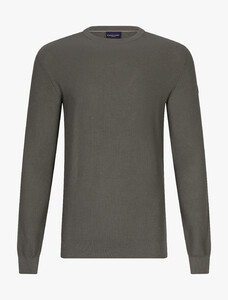 Cavallaro Napoli Pulciano Round Neck Uni Color Cotton Trui Midden Groen