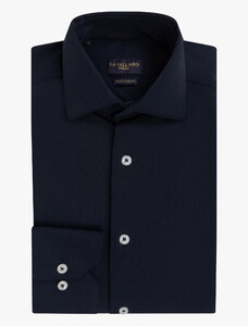 Cavallaro Napoli Ratiero Fine Oxford Weave Easy-Iron Overhemd Donker Blauw