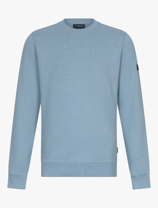 Cavallaro Napoli Ricavo R-Neck Sweat Small Uni Color Logo Trui Grijsblauw