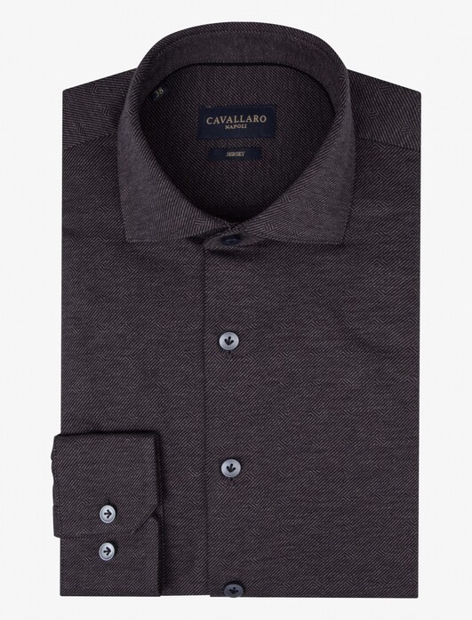 Cavallaro Napoli Saiano Jersey Woven Twist Shirt Dark Gray